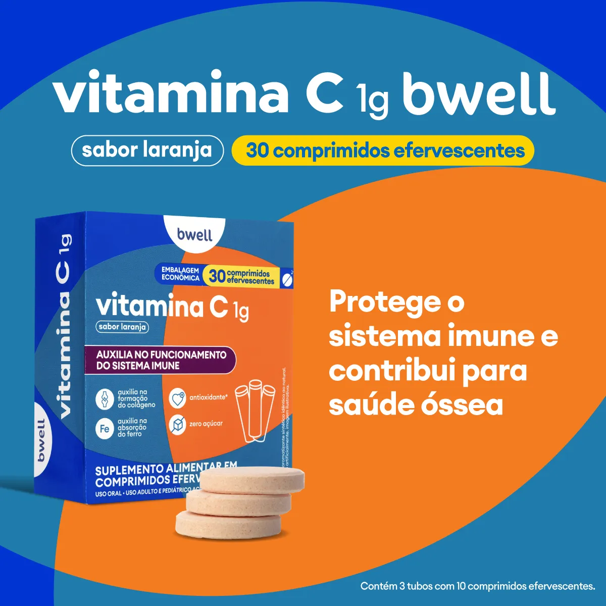 Vitamina C 1g bwell 30 Comprimidos Efervescentes