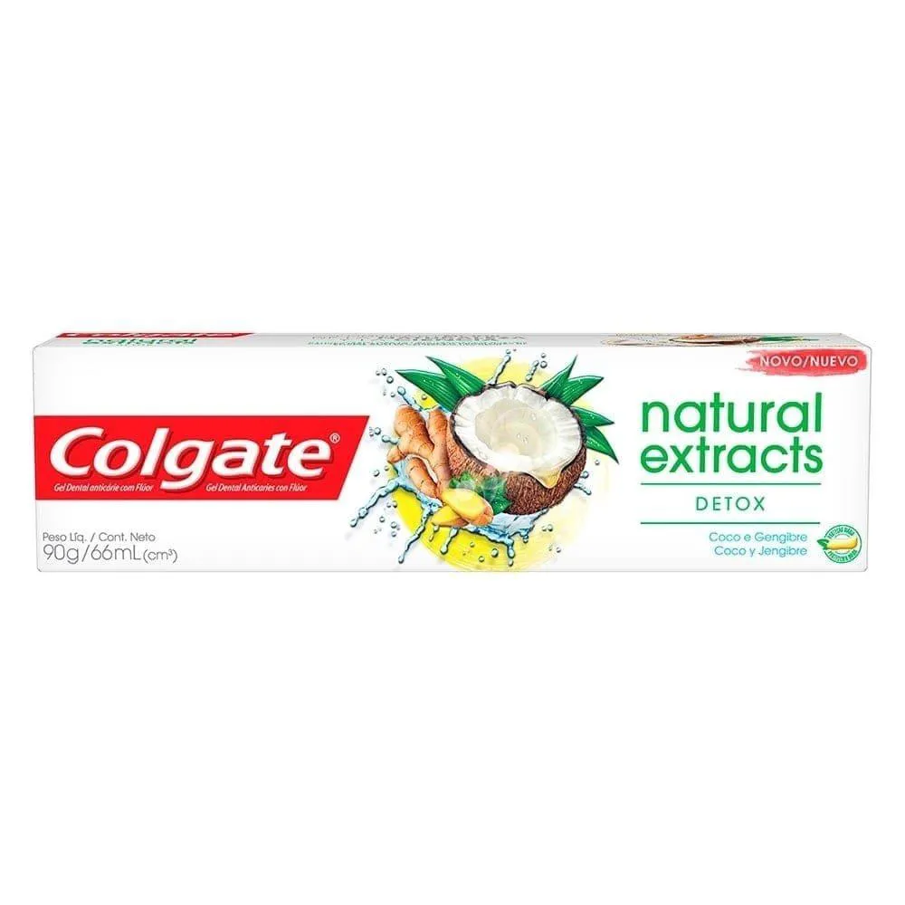 Creme Dental Colgate Natural Extracts Detox Coco e Gengibre 90g 12 unidades