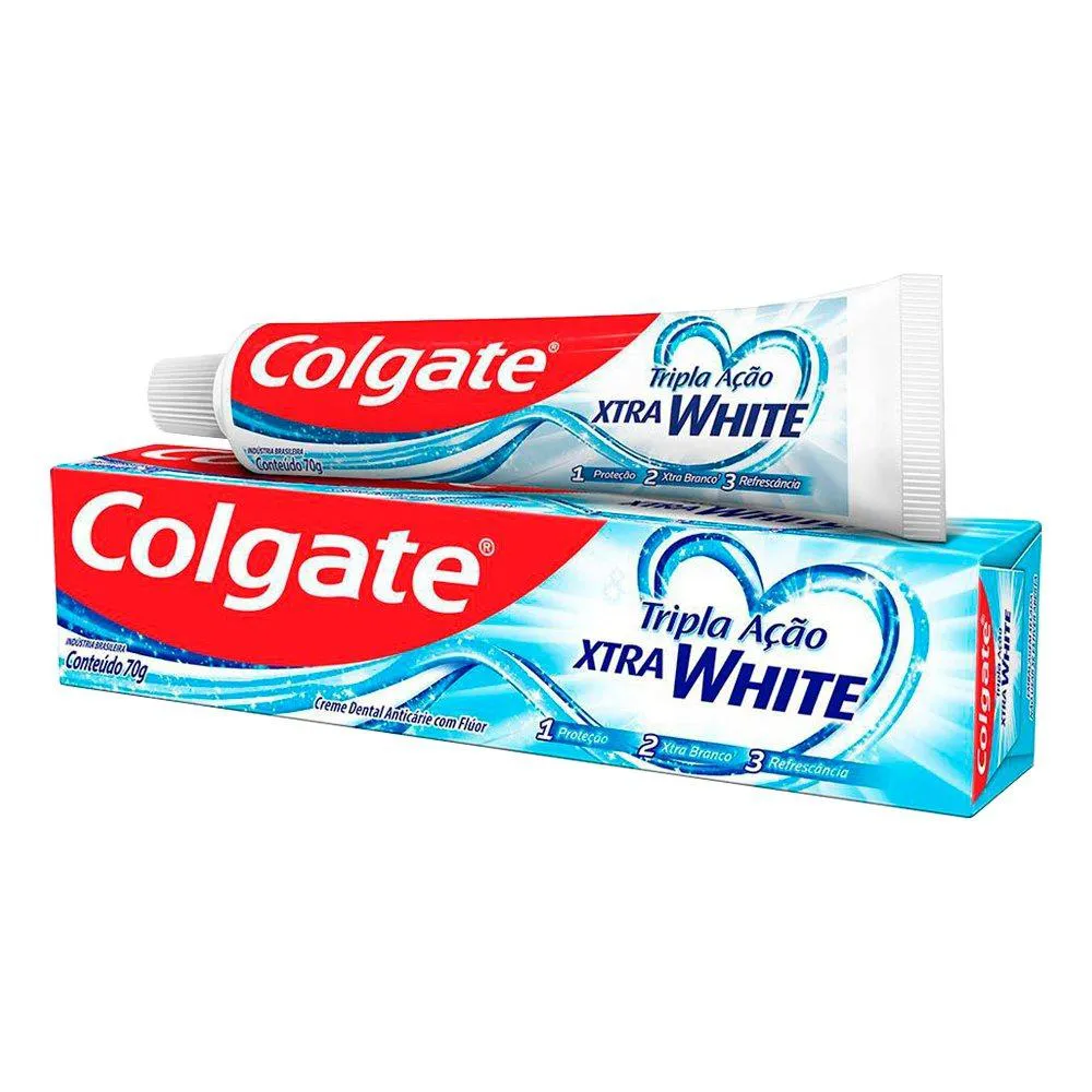 Creme Dental Colgate Tripla Ação Xtra White 70g 12 unidades