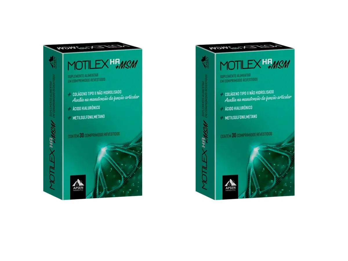 Kit 2 Motilex Ha + Msm Apsen Colágeno + Hialurônico 30cp