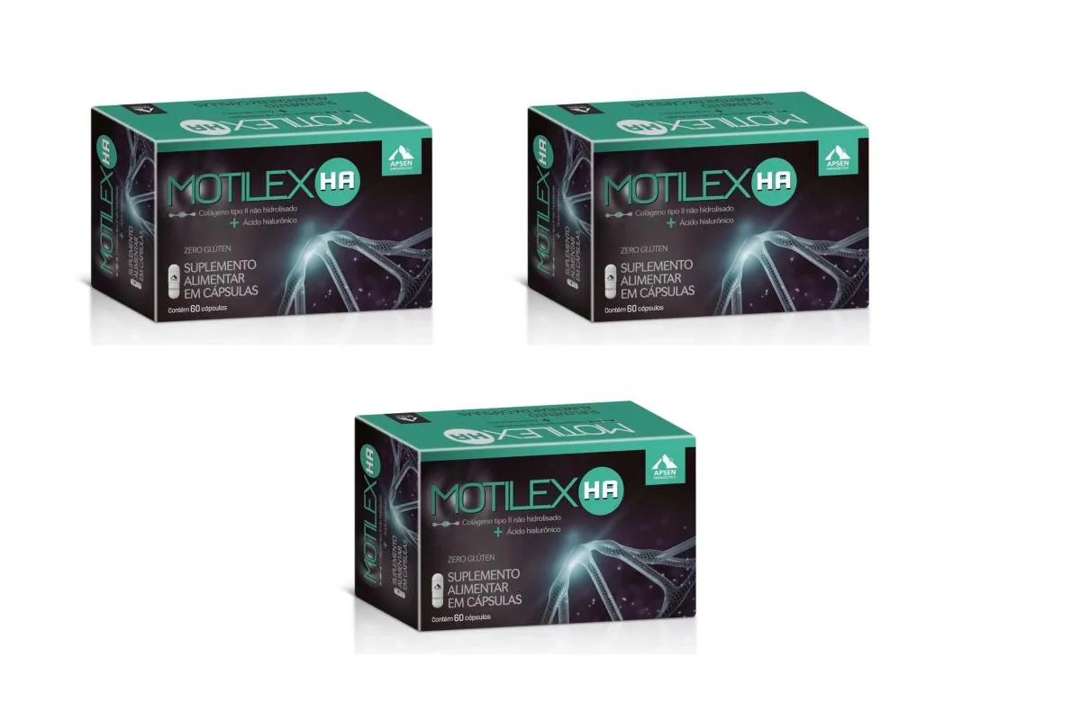 Kit 3 Motilex Ha Apsen Colágeno Tipo 2 + Ácido 60cp