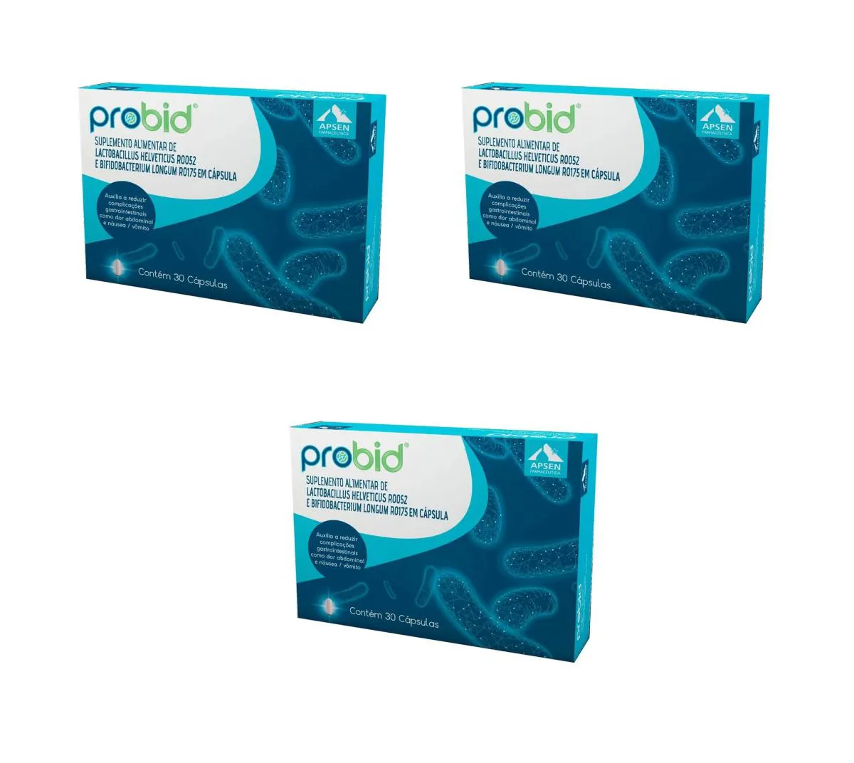 Kit 3 Suplemento Apsen Probid Lactobacillus 30cps