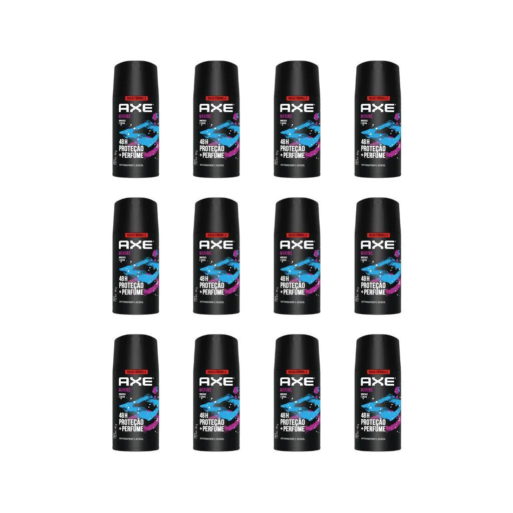 Desodorante Aerossol Axe 150ML Marine - Kit com 12 unidades