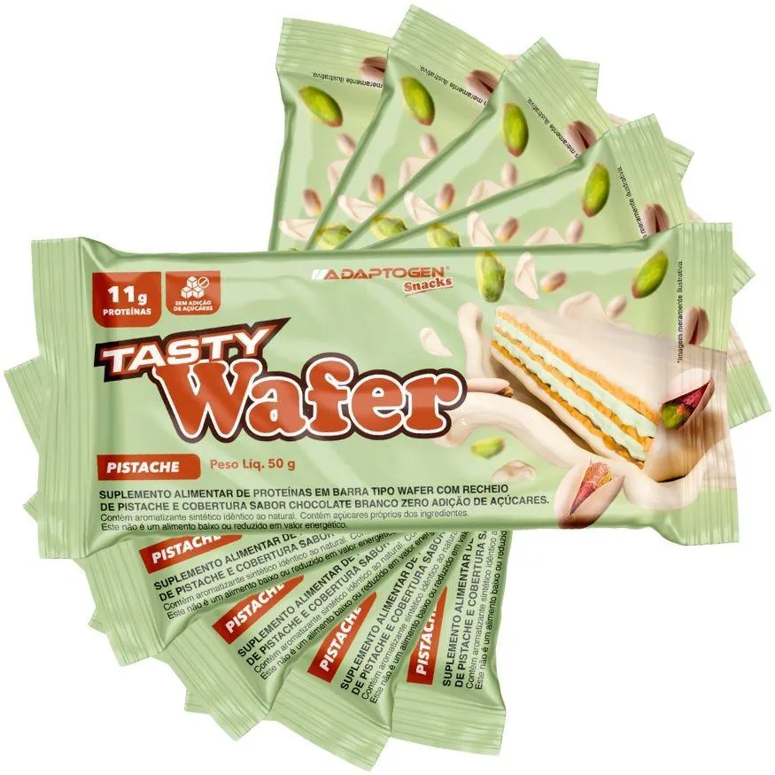 Tasty Wafer Snacks 50g Kit 5 Un - Adaptogen Pistache - Sem Ad Açucar