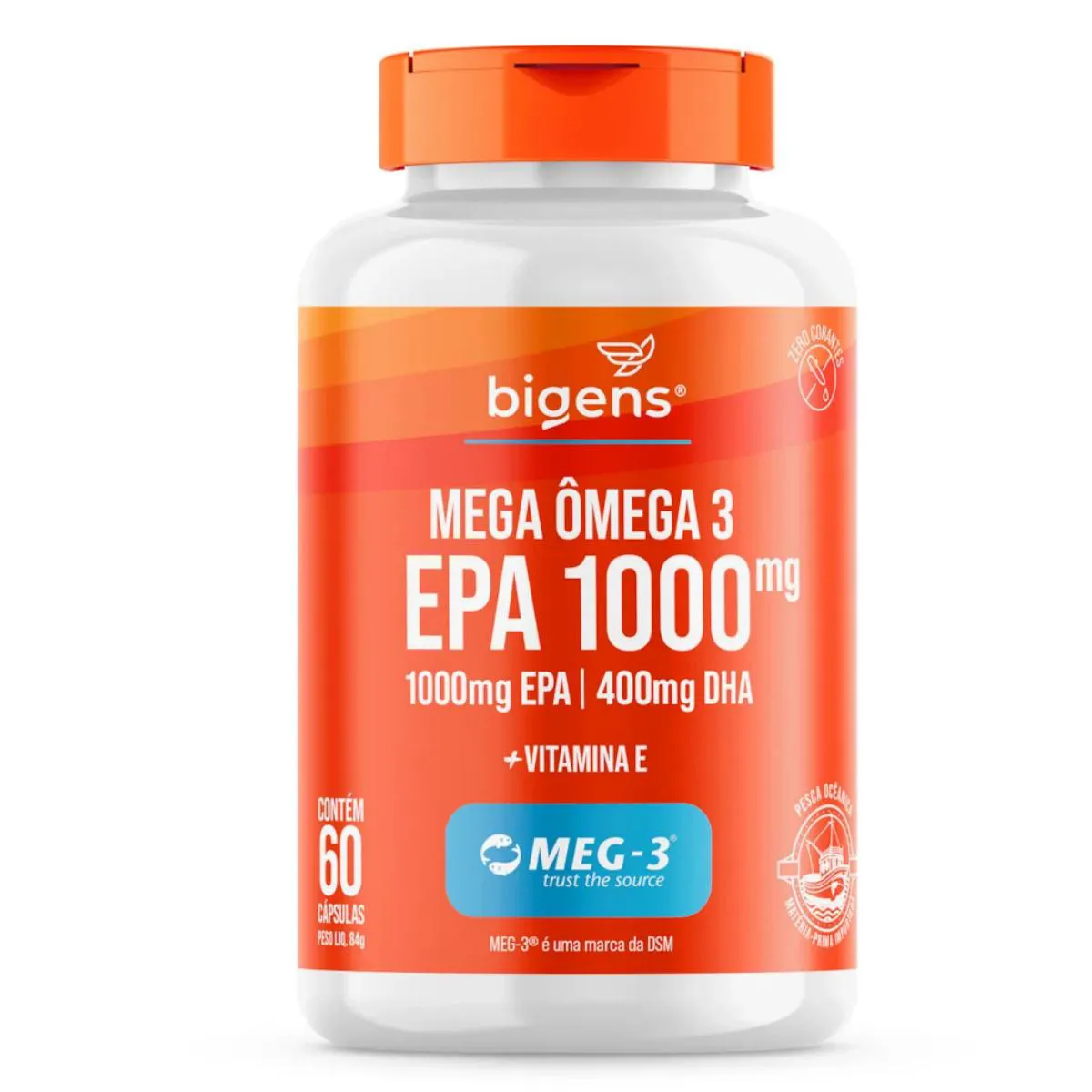 Mega Ômega 3 Epa 1000mg Dha 400mg Meg - 3 Bigens 60 Capsulas sem Sabor