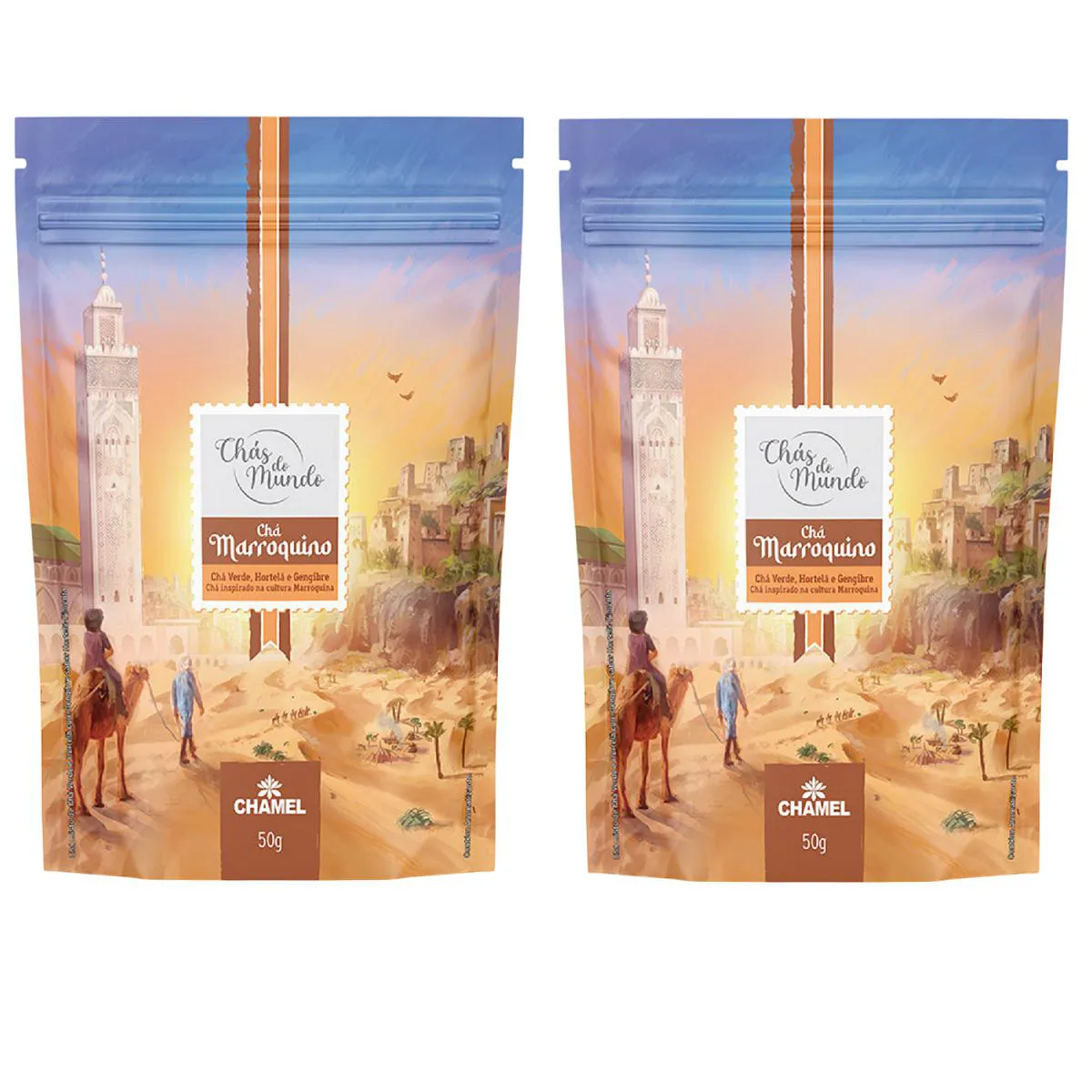 Kit 02 Chás do Mundo Pouch Chá Marroquino 50g - Chamel