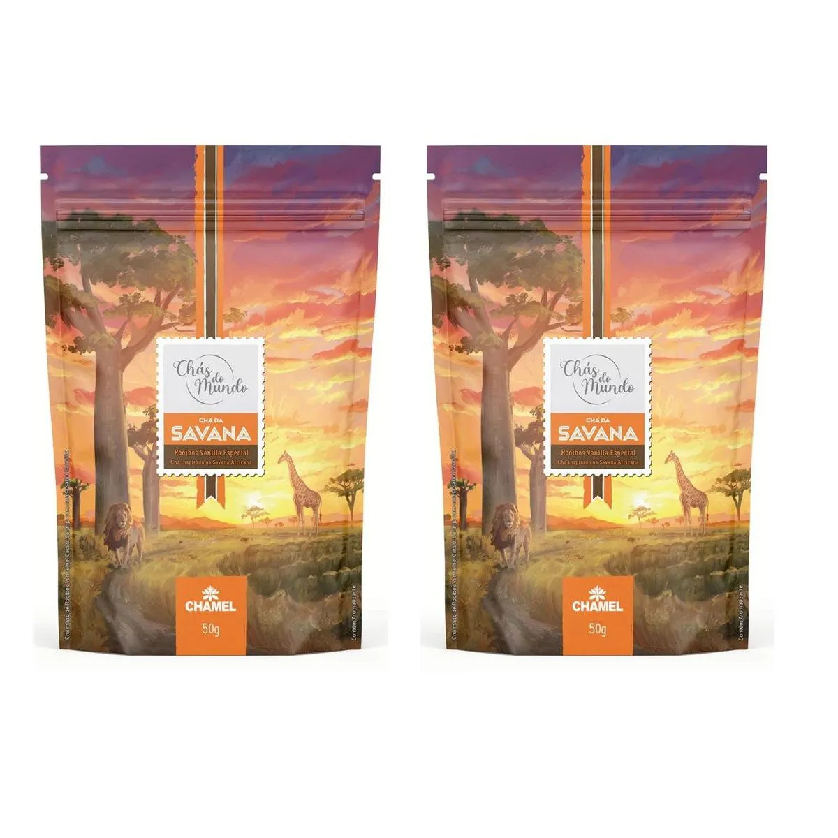 Kit 02 Chás do Mundo Pouch Chá Savana 50g - Chamel