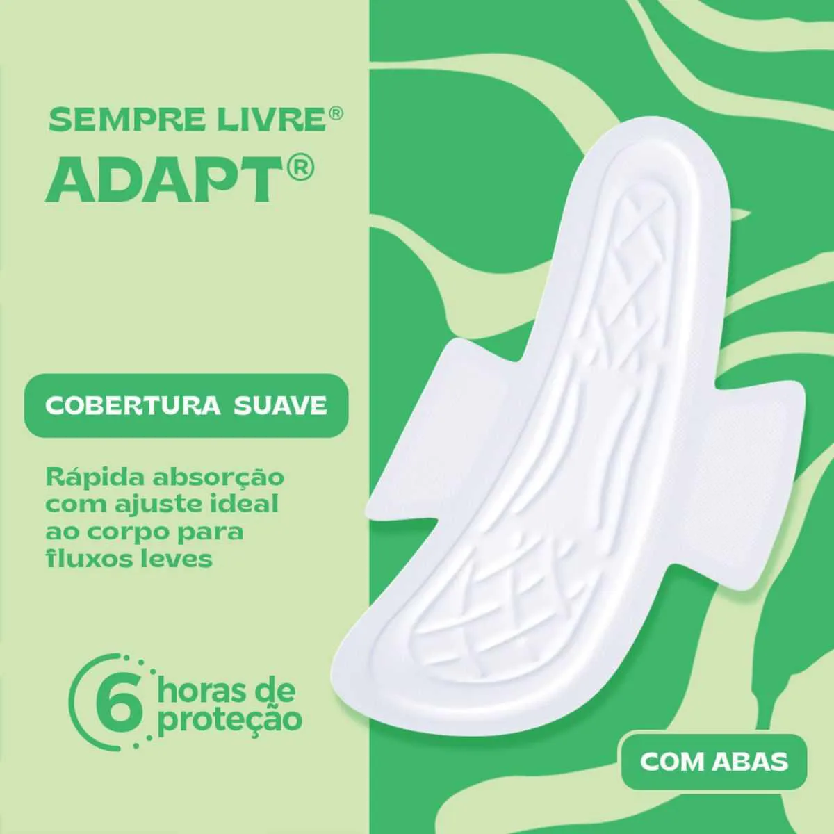 Absorvente Sempre Livre Adapt Cobertura Suave Com Abas com 32 unidades