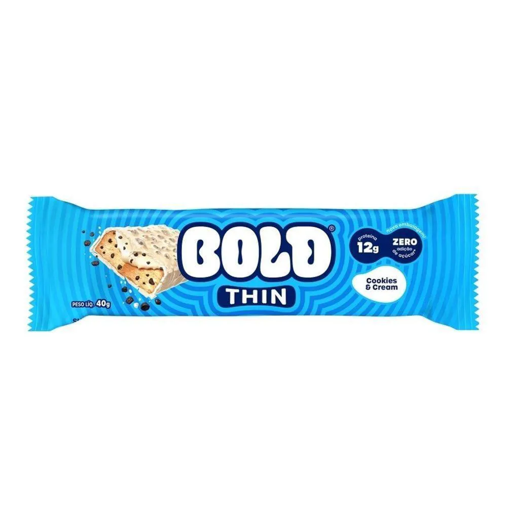 Bold Bar Thin 40g Sabor Cookies e Cream.