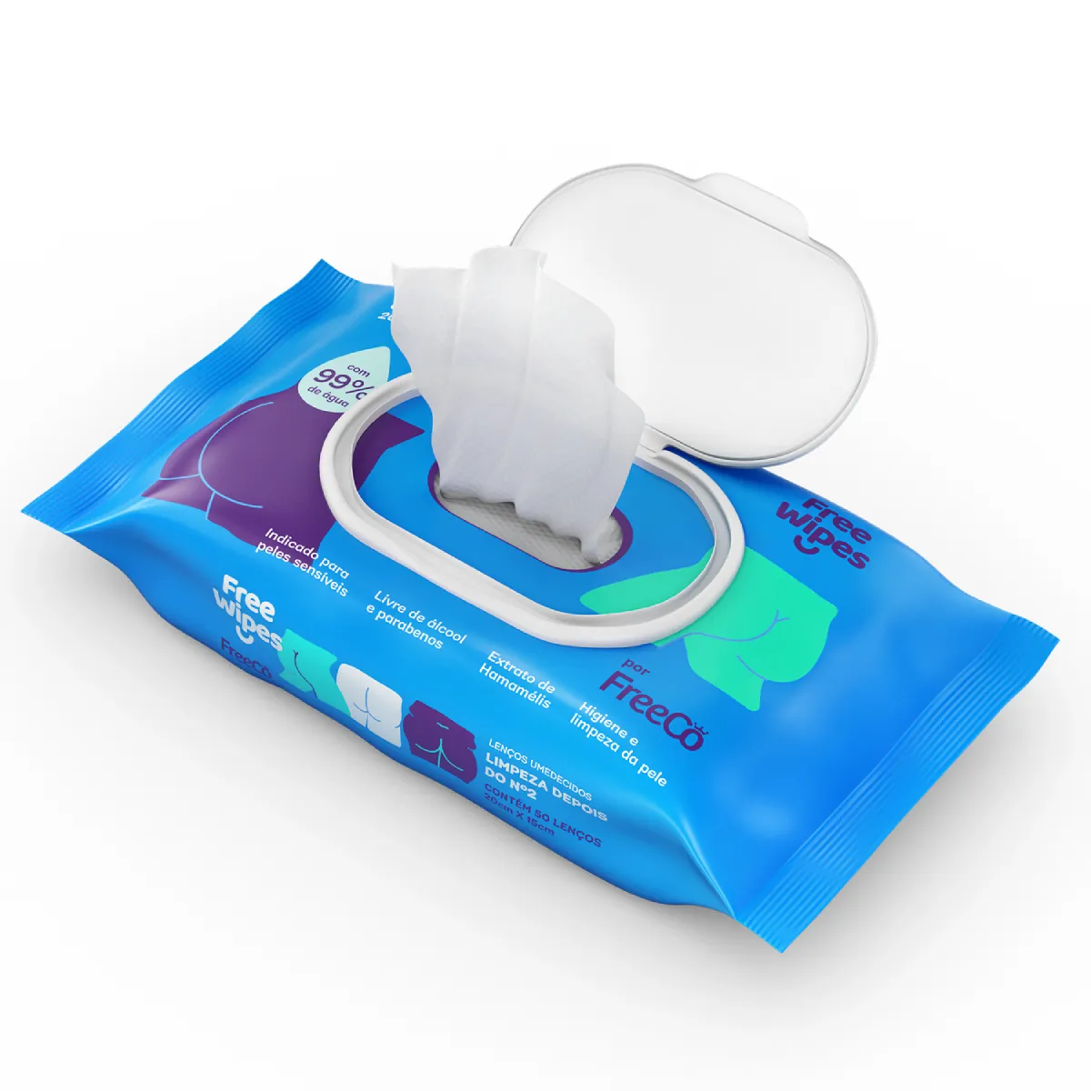 Lenço Umedecido Toilet Free Wipes 4 Unidades