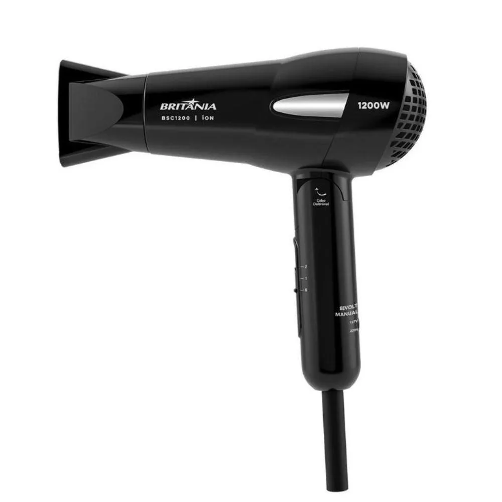 Secador Britania Ion Tourmaline Bsc1200 1200w Preto - Bivolt