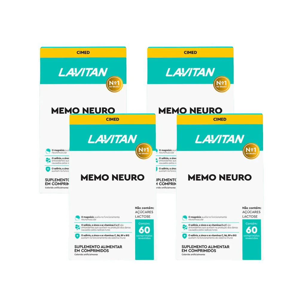Kit 4 Lavitan Memo Neuro Memória - 60 cápsulas - Cimed