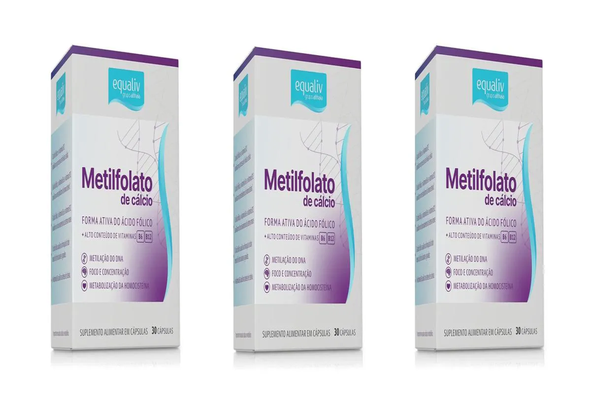 Kit 3 Suplemento Metilfolato de Cálcio 30 Cápsulas - Equaliv