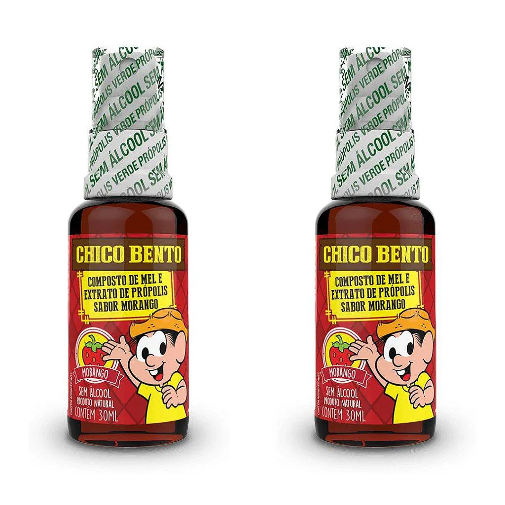Kit 2uni Própion Chico Bento - Spray com Mel e Morango Sem Álcool (30ml) - Baldoni
