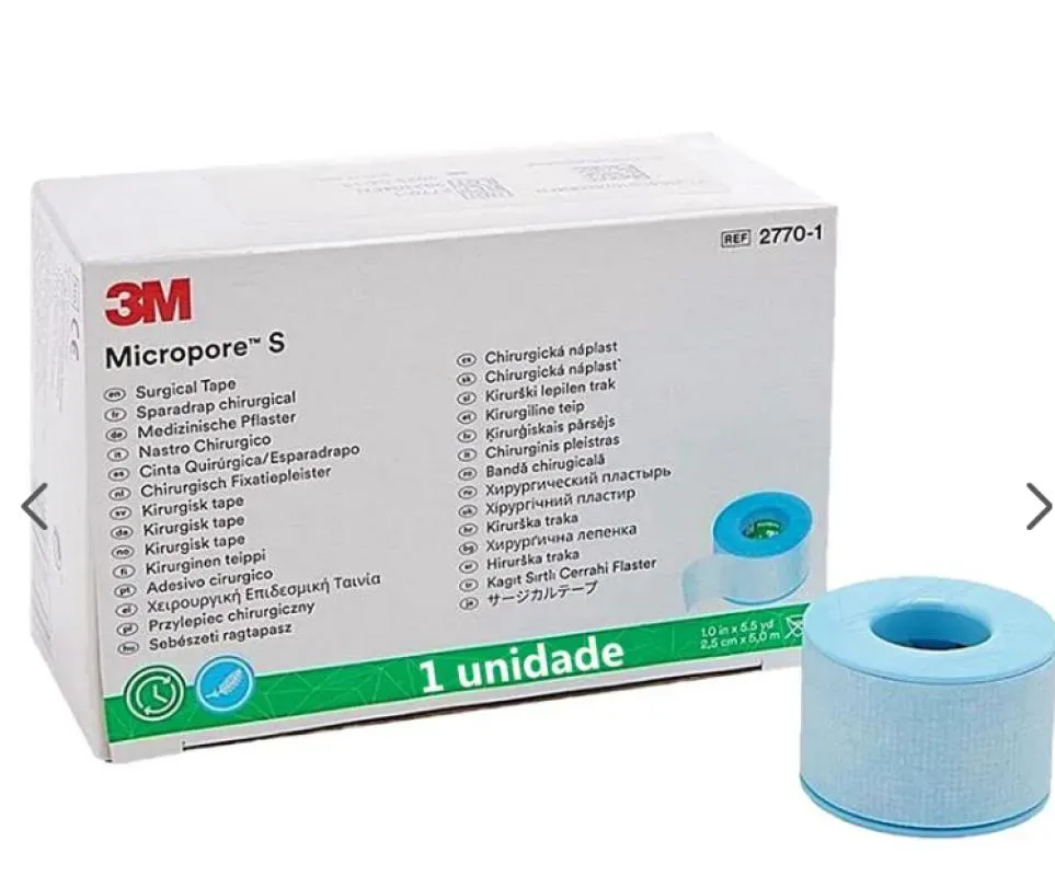 Fita Silicone Micropore S Remoção Suave 2,5cmx5m - 3m