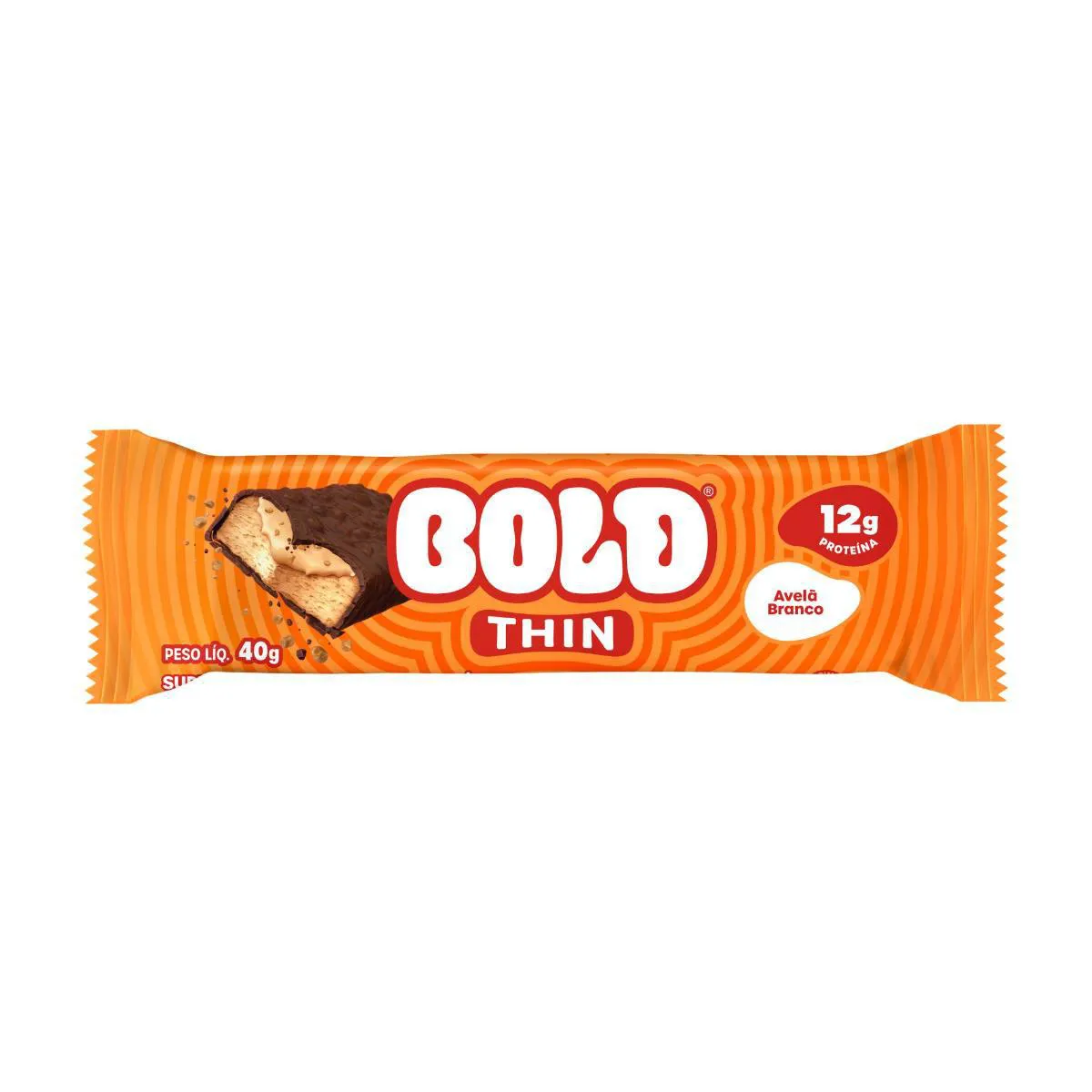 Barra de Proteína Bold Thin Avelã Branco 40g