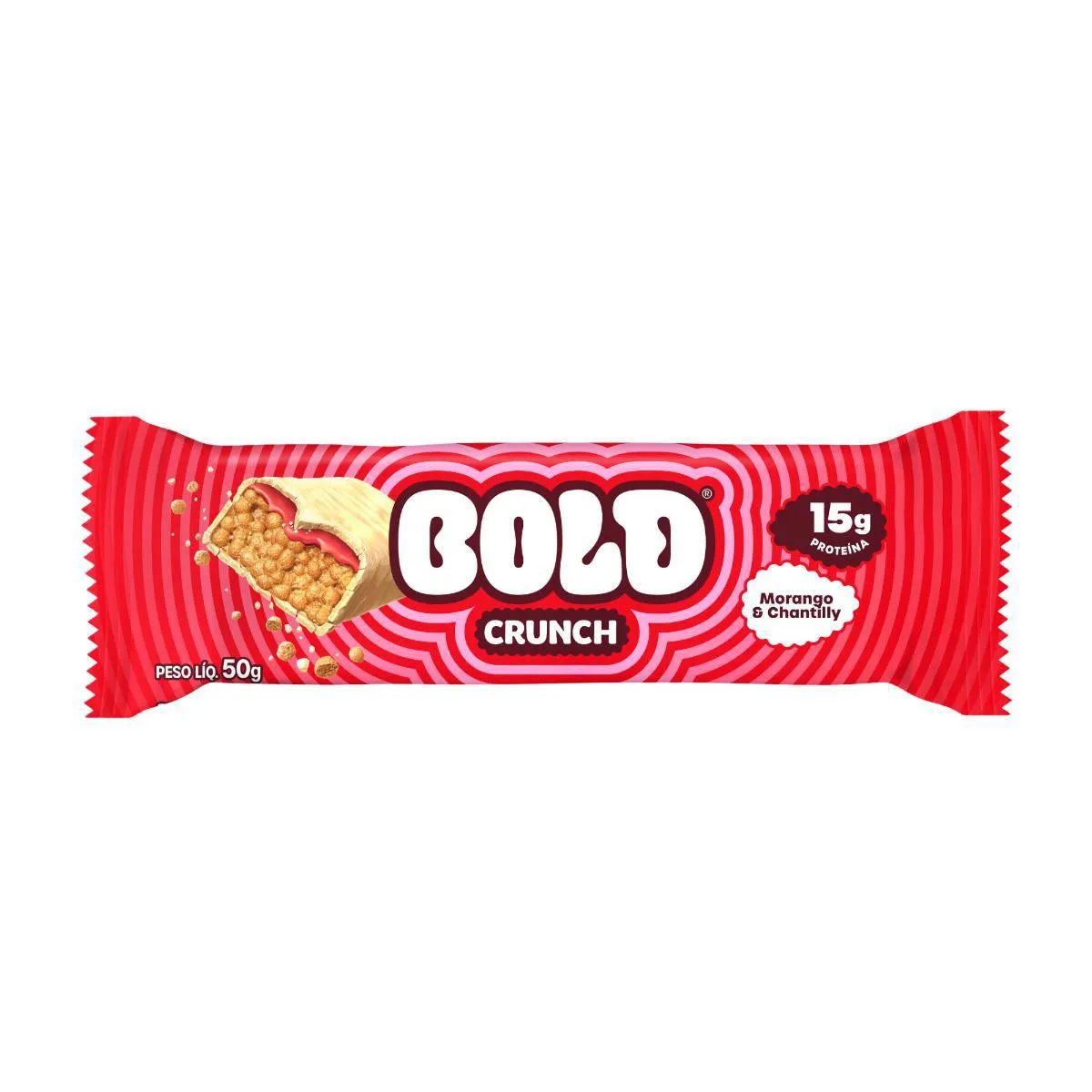 Barra de Proteína Bold Crunch Morango & Chantilly 50g