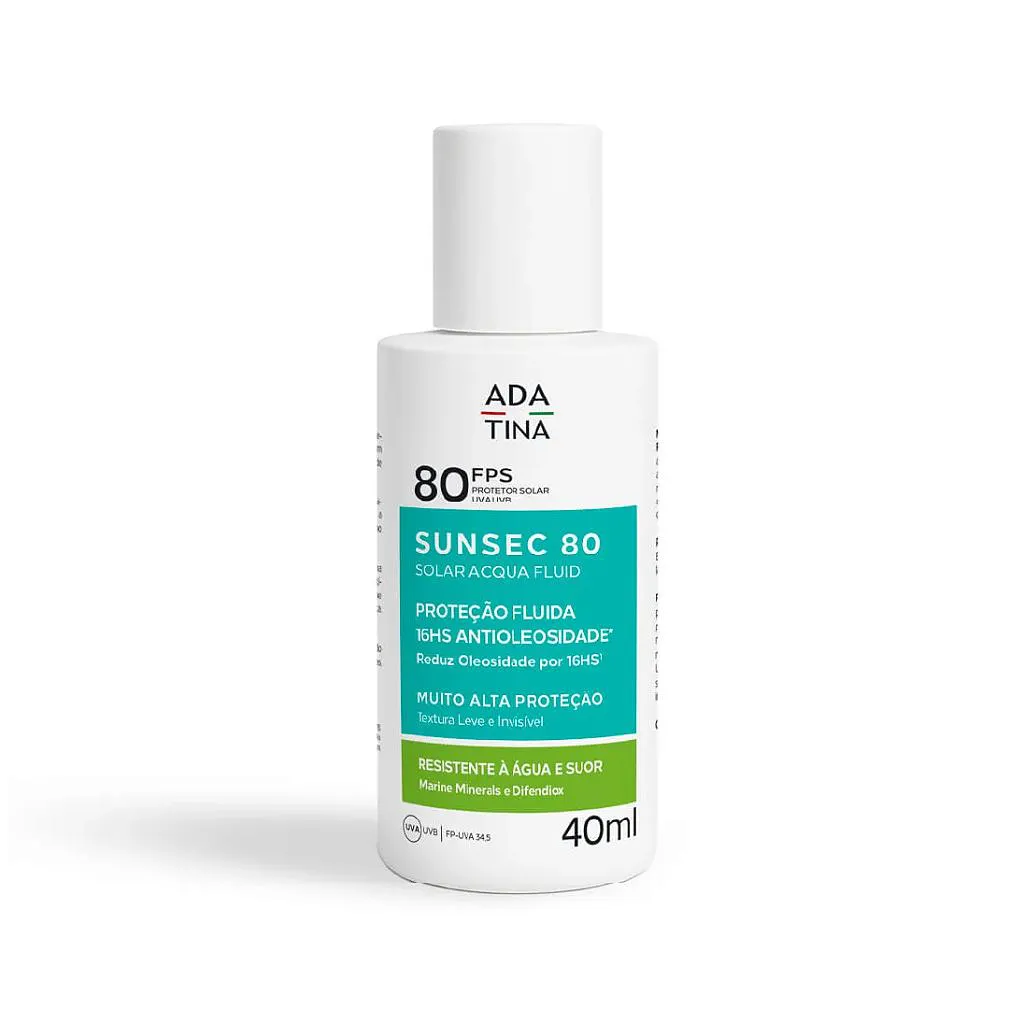 Ada Tina Sunsec Solar Acqua Fluid Fps 80 - Protetor Solar 40Ml