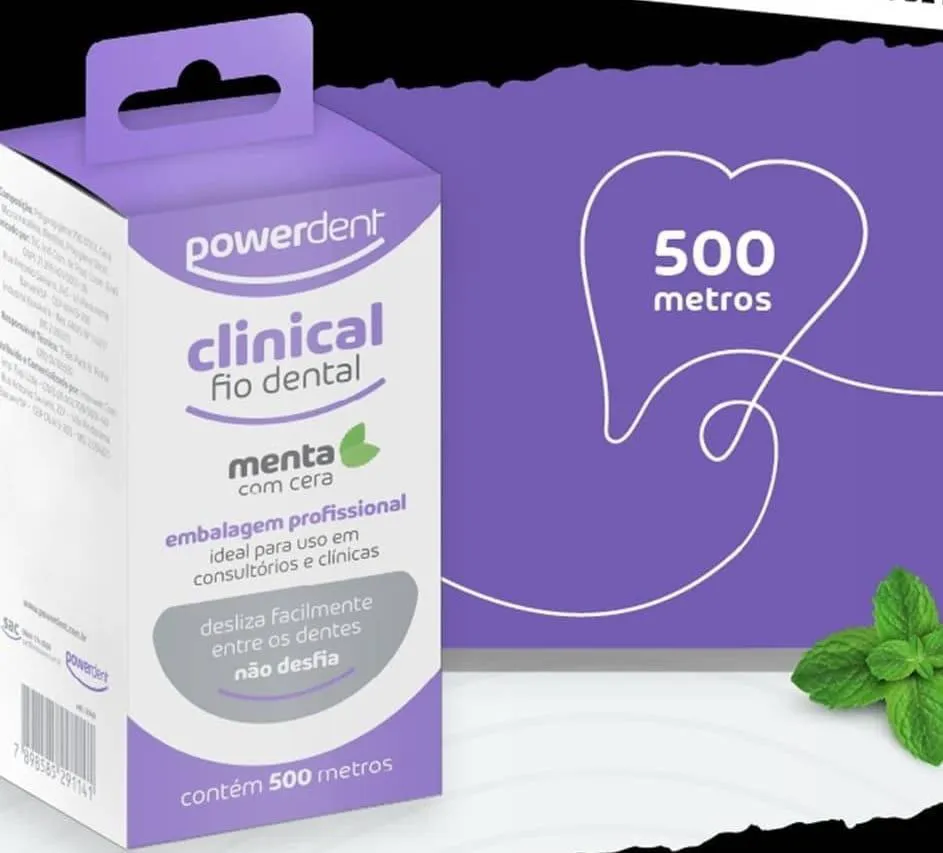 Fio Dental Sabor Menta Clinical 500 M Econômico Powerdent