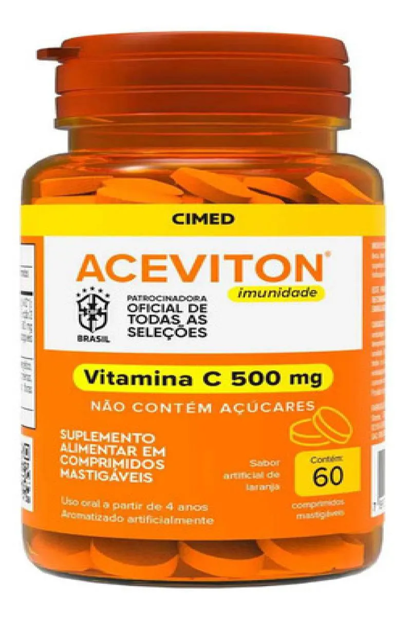 Aceviton Vitamina C Imunidade 500MG 60 comprimidos Mastigáveis