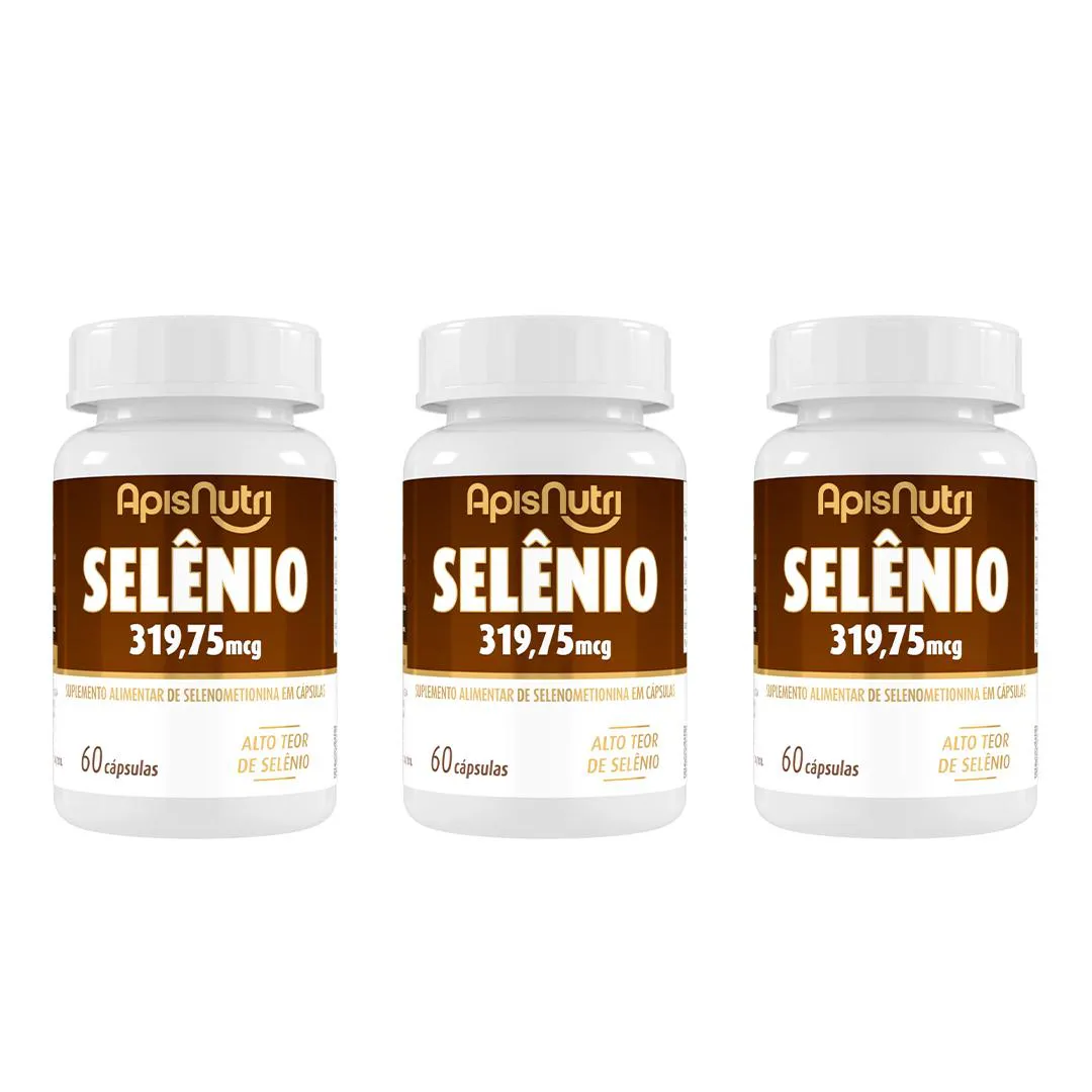 Kit 3 Suplemento Alimentar Selenio 319mcg 60 cápsulas - Apisnutri