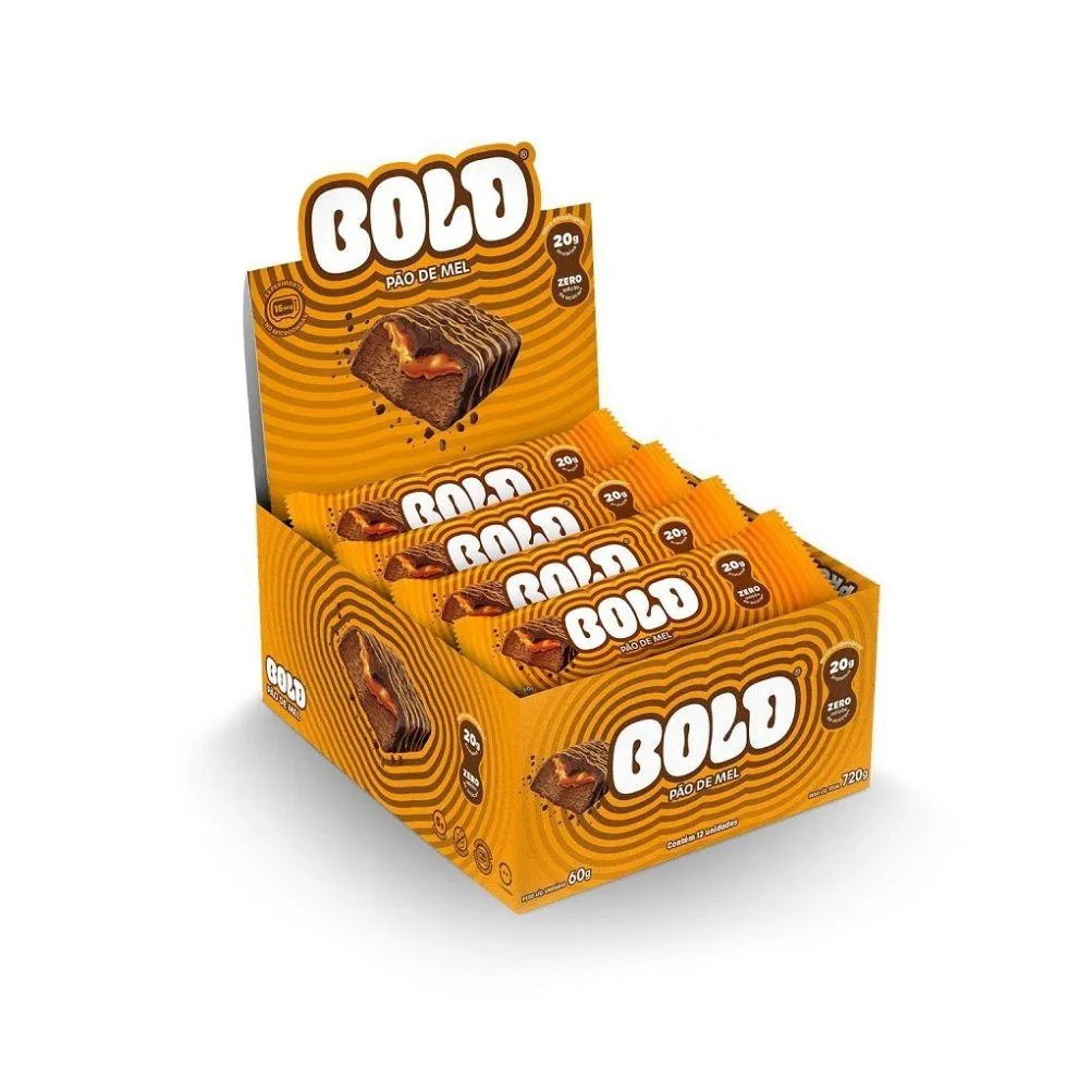 Bold Bar Display (12 Unid de 60g) - Sabor: Pão de Mel