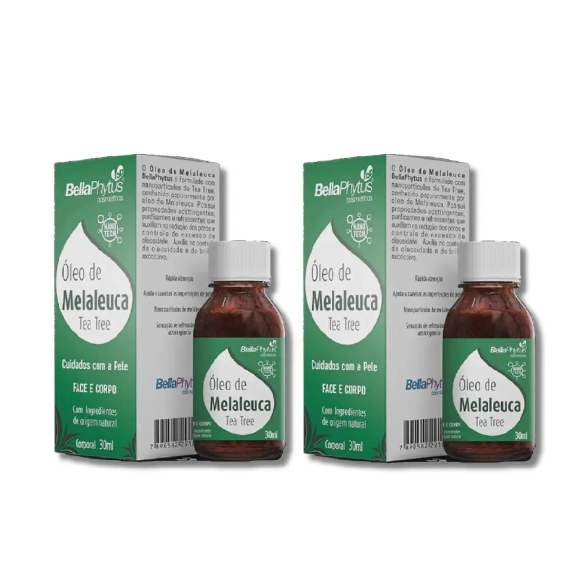 Kit C2 Óleos de Melaleuca Face e Corpo Tea Tree 30ml - Bellaphytus