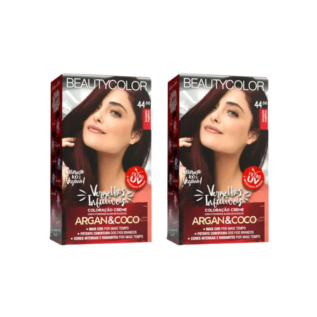 Coloraçao Beauty Color 44.66 Borgonha Magnifico - Kit C / 2un