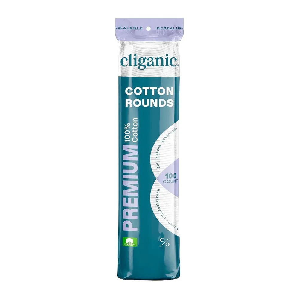 Disco Algodão Premium Cliganic Limpeza Facial Psc 100un