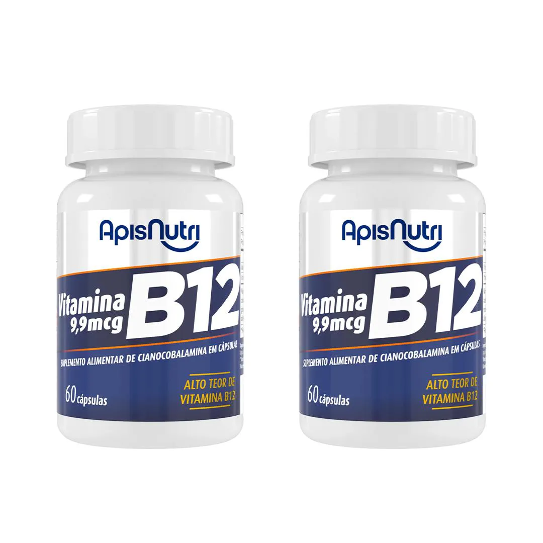 Kit 2 Vitamina B12 Cianocobalamina 400mg 60 cápsulas - Apisnutri