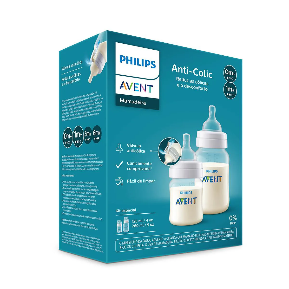 Kit Mamadeira Philips Avent Anti-Colic 125ml + Avent Anti-Colic 260ml