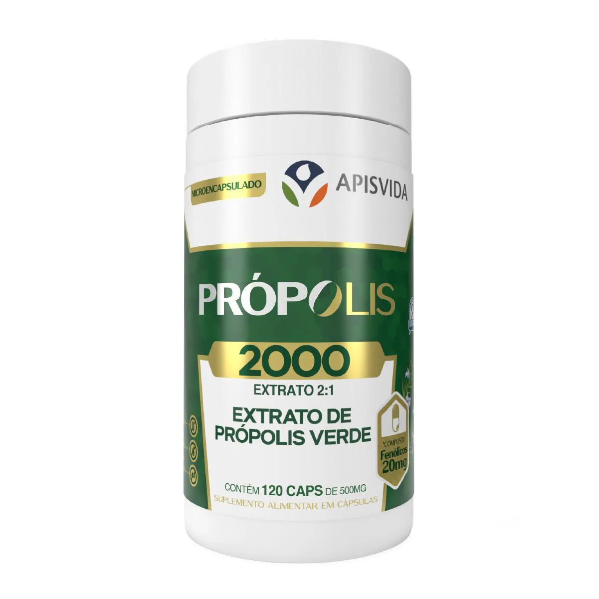 Própolis Verde 500mg - 120 cápsulas - Apisvida