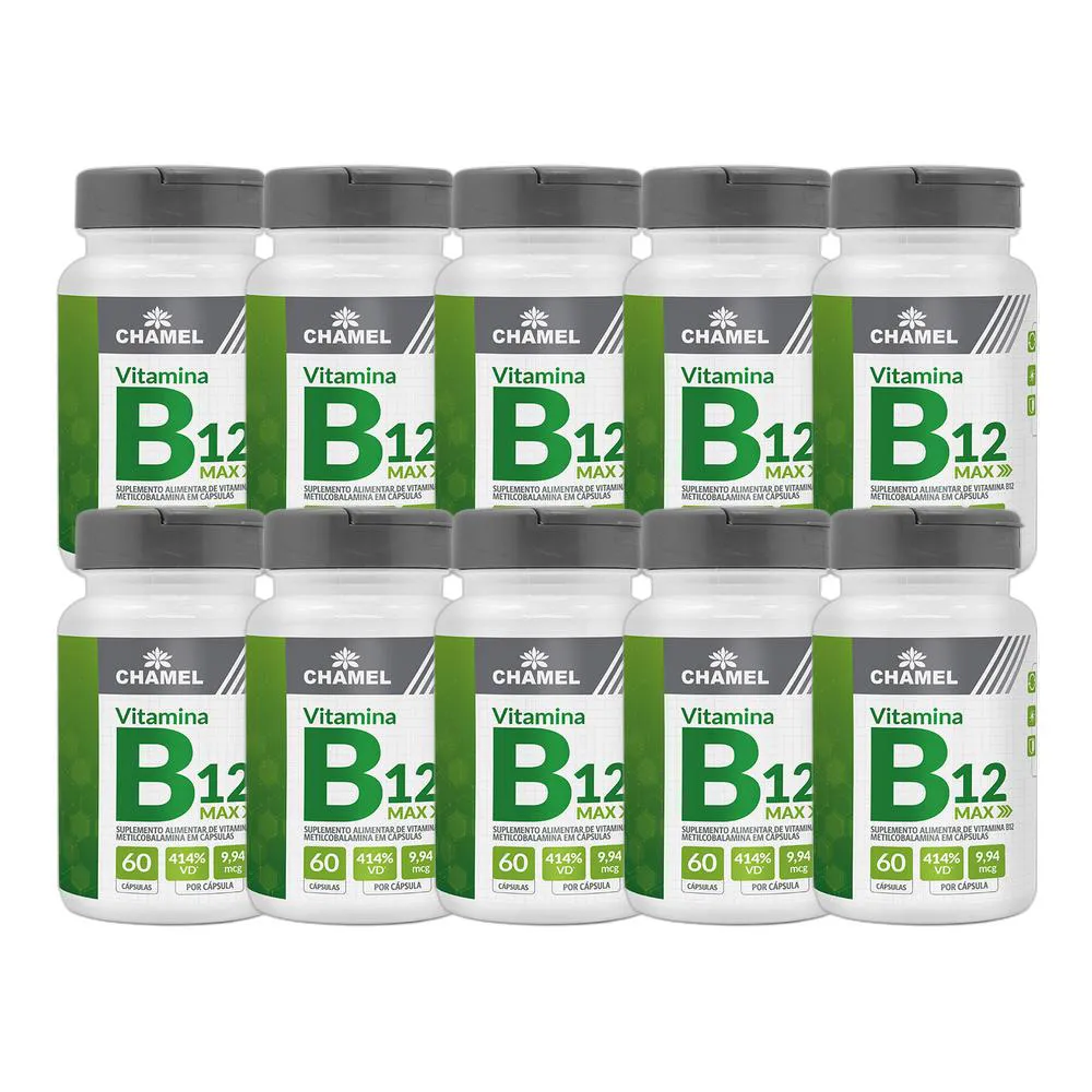 Kit 10X Max Vitamina B12 Metilcobalamina 60 Cps - Chamel