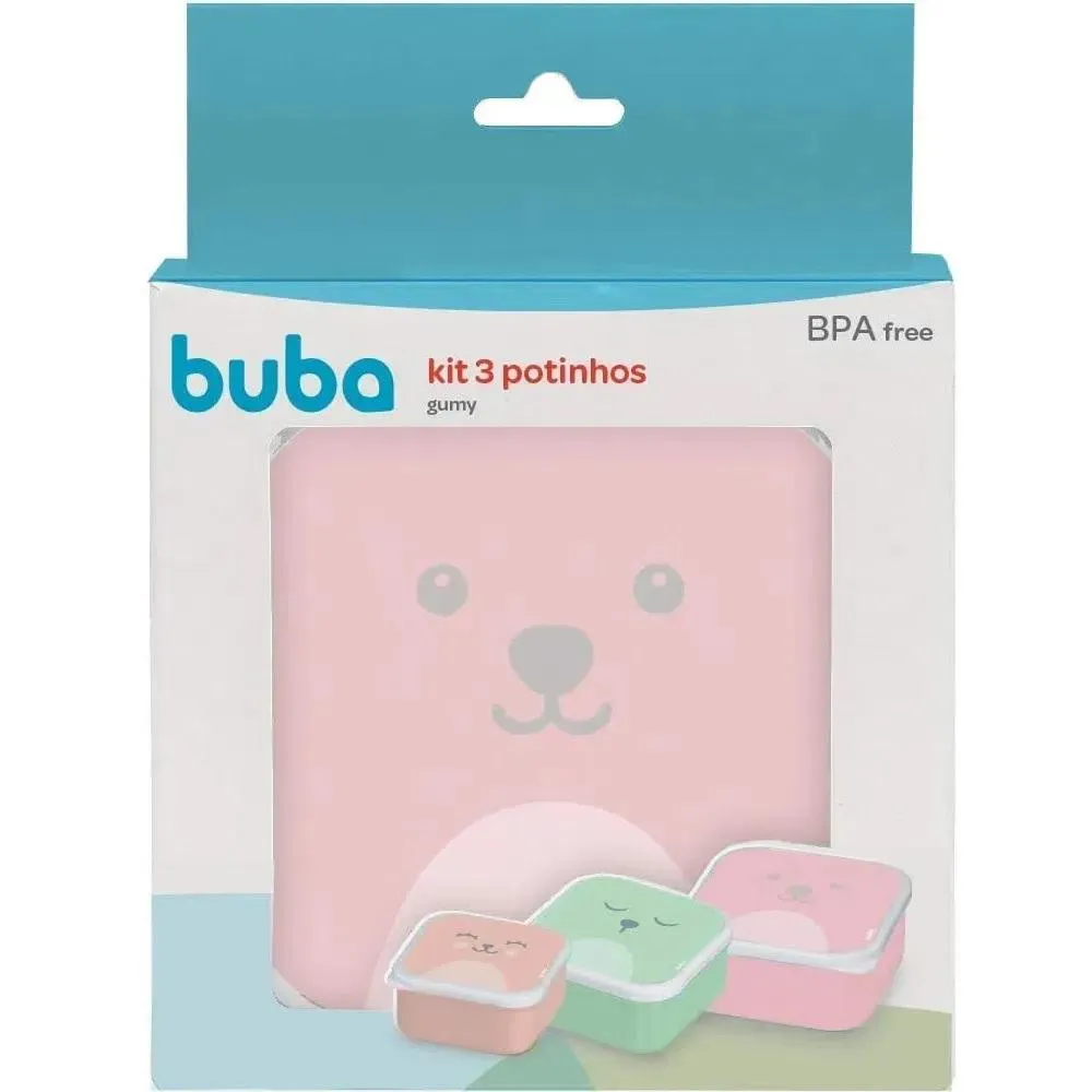 Kit 3 Potinhos Gumy Rosa Buba