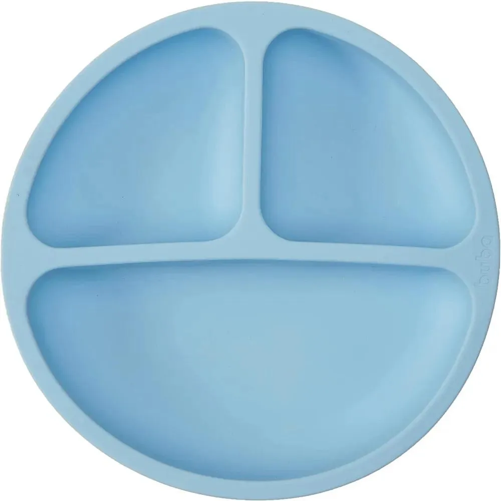 Prato Silicone Com Divisória E Ventosa Azul Buba