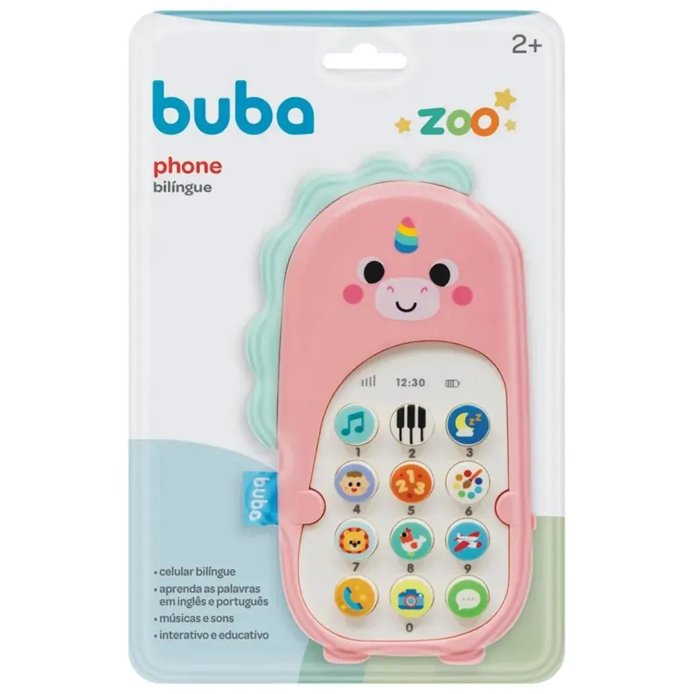 Celular Phone Bilíngue Baby Zoo Unicórnio +2Anos Buba