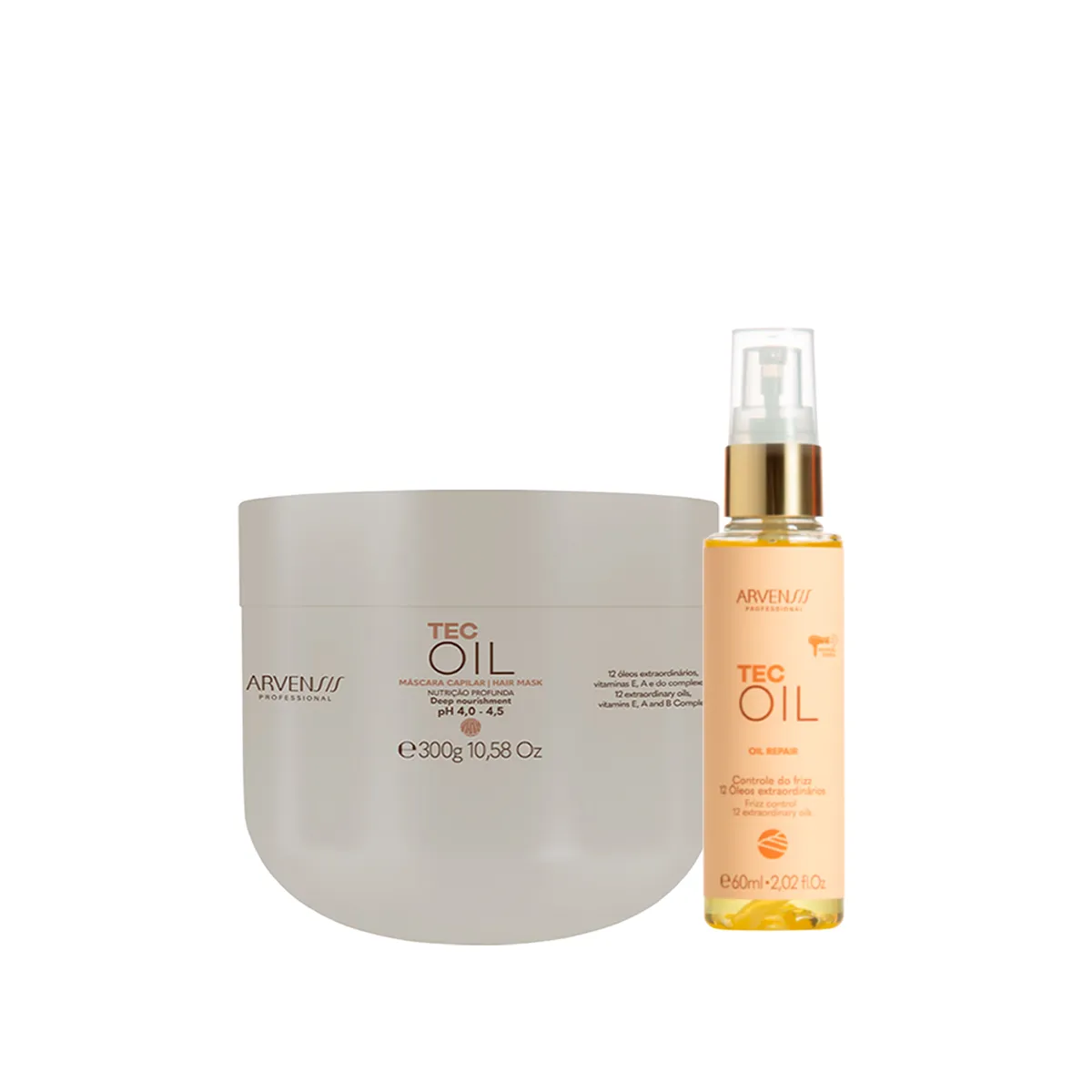 Kit Arvensis Tec Oil Nutrição Profunda Máscara 300g + Óleo Reparador 45ml