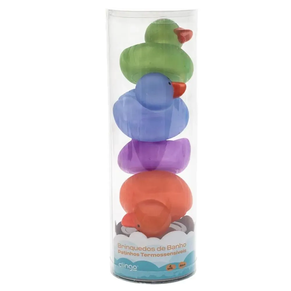 Brinquedos De Banho Patinhos Termossensíveis +4M 4Und Clingo