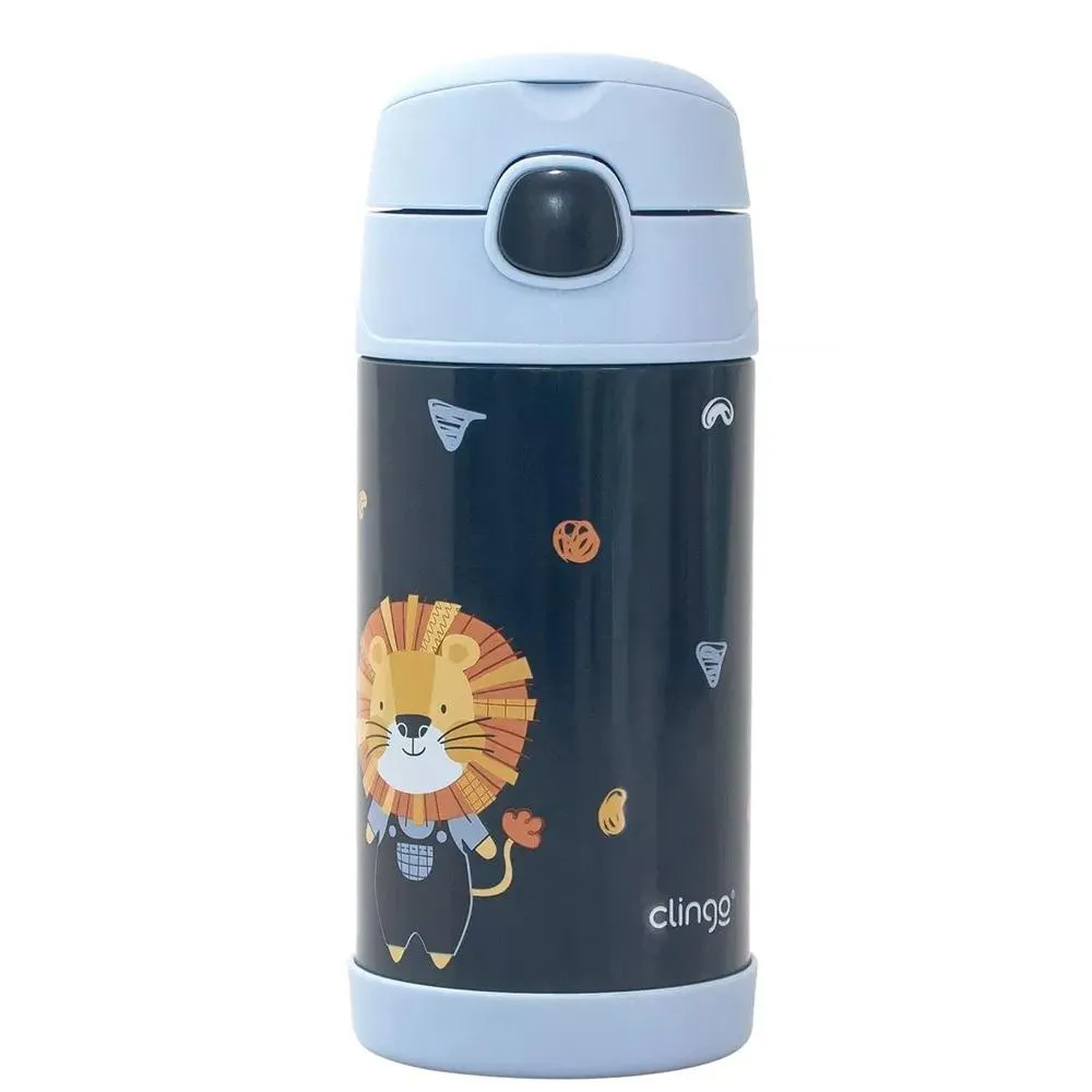Garrafinha Térmica Com Canudo 310Ml Luke Azul Clingo
