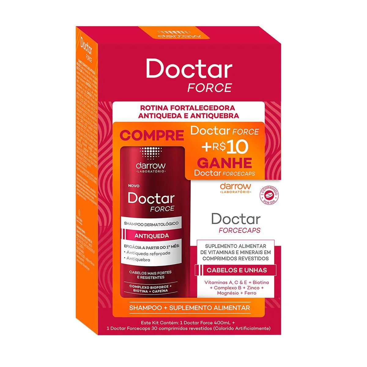 Kit Doctar Force Shampoo 400ml + Polivitamínico ForceCaps 30 cápsulas