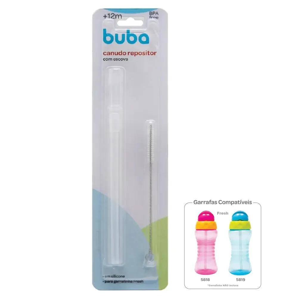 Canudo de Silicone para Garrafinha Fresh + Escova Buba