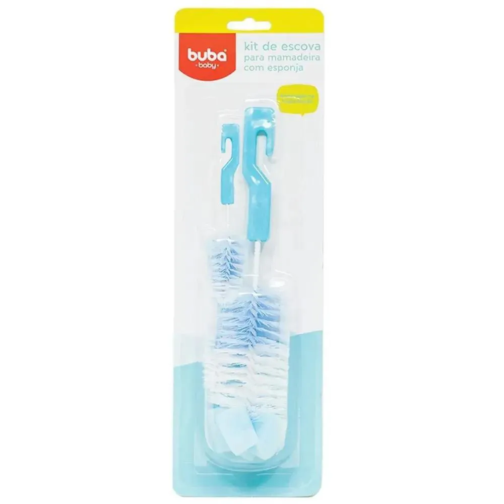 Kit Escova para Mamadeiras com Espuma Azul Buba