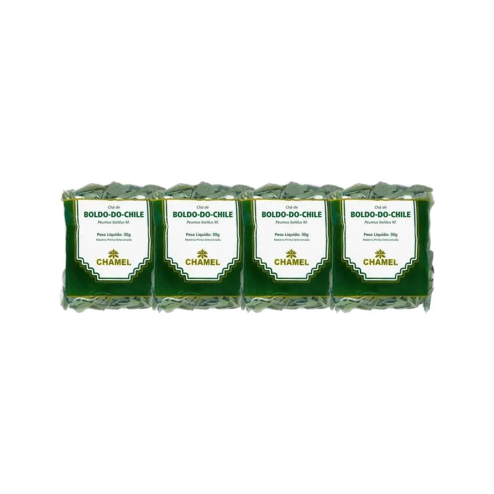 Kit 4X Chá Pacote Boldo do Chile Folhas 30G - Chamel