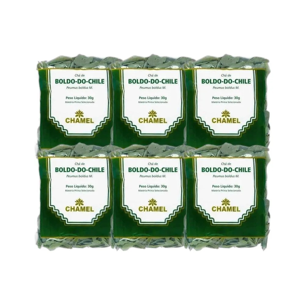Kit 6X Chá Pacote Boldo do Chile Folhas 30G - Chamel