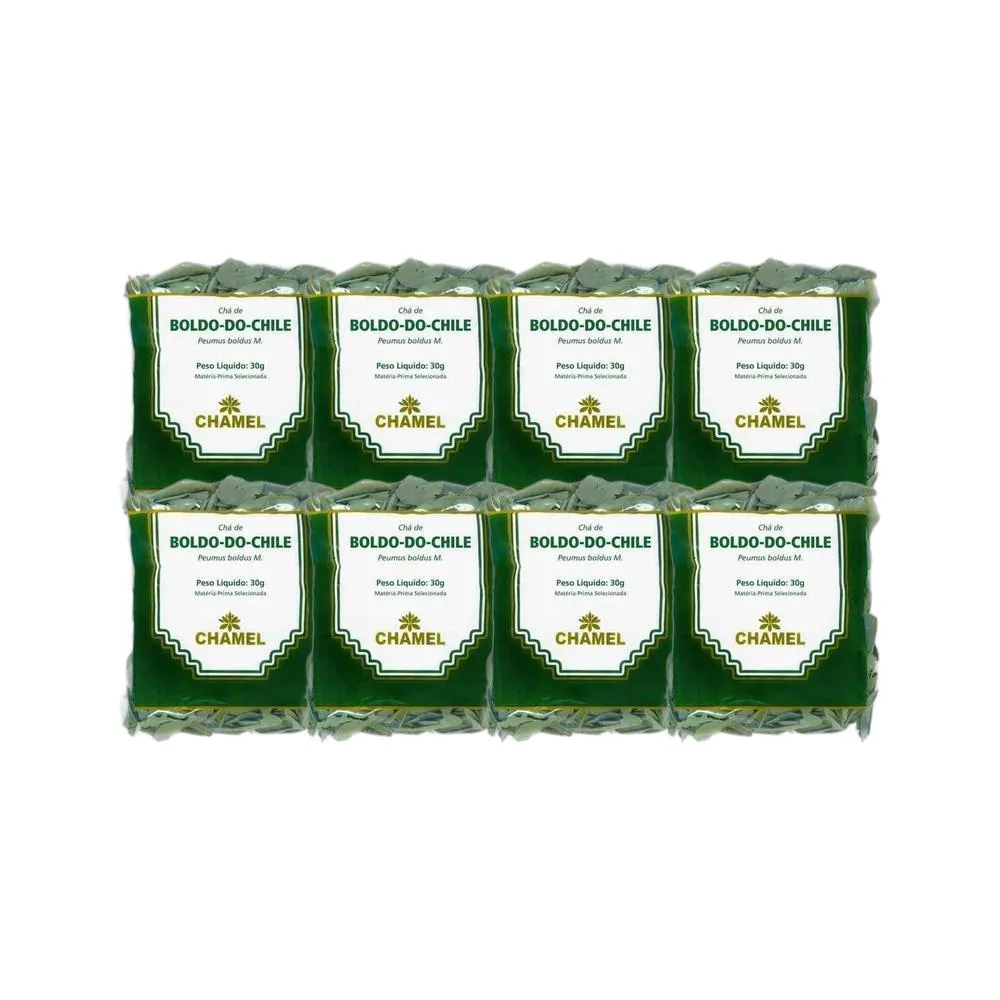 Kit 8X Chá Pacote Boldo do Chile Folhas 30G - Chamel