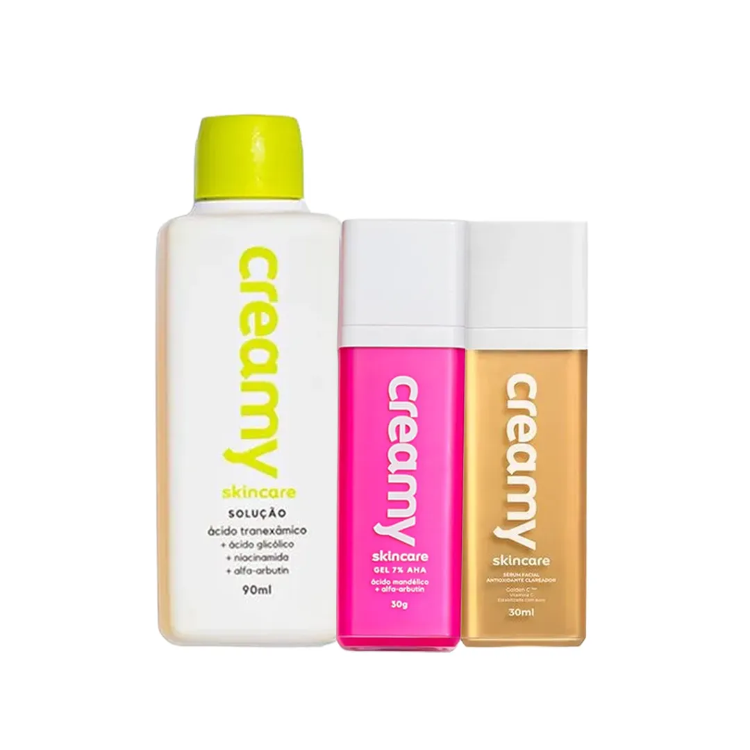Kit Facial Creamy Skincare Sérum Clareador 30ml + Gel Clareador Antiacne 30g + Tônico Clareador 90ml