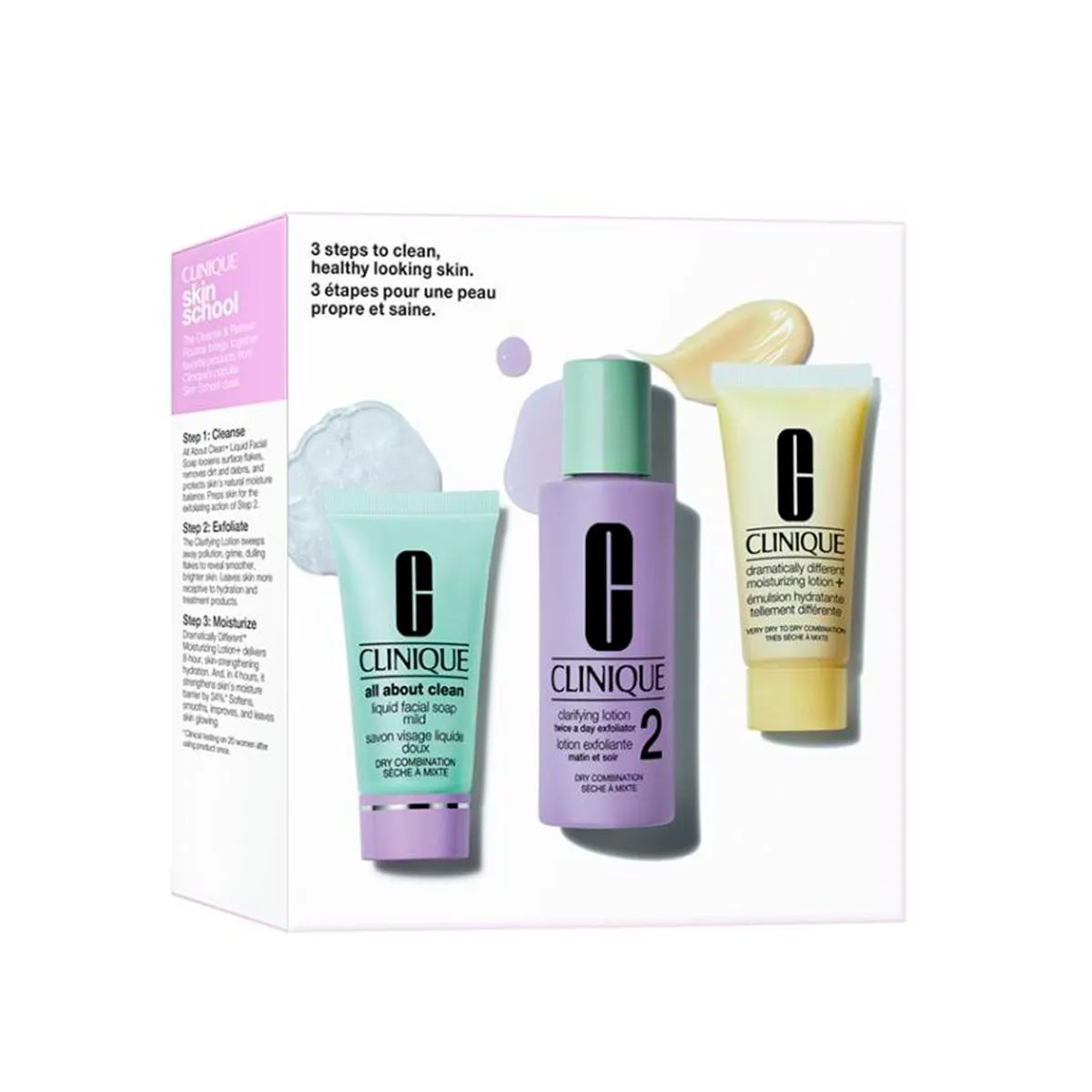 Kit Facial Clinique 3 Passos Para Pele Mista a Seca Sabonete Líquido + Hidratante + Tônico 1 unidade