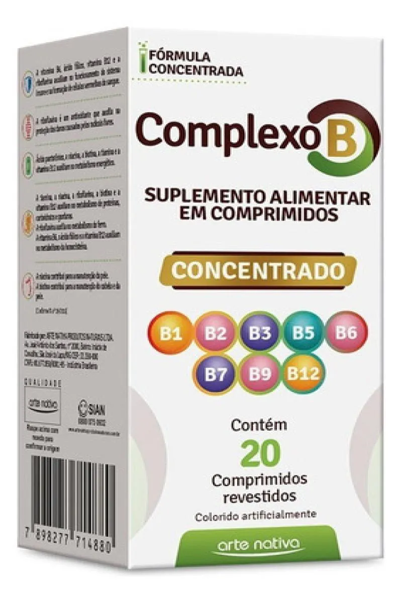 Suplemento Complexo B Concentrado 20cpr Arte Nativa Sabor sem Sabor 20 Cpr