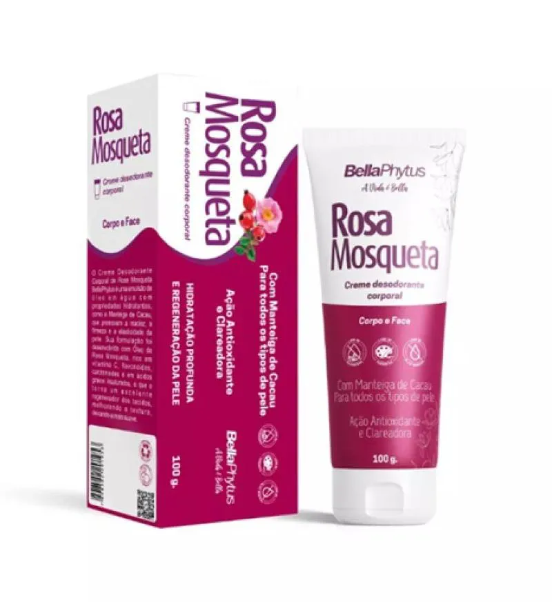 Rosa Mosqueta Creme Desodorante Corporal Bellaphytus 100Ml