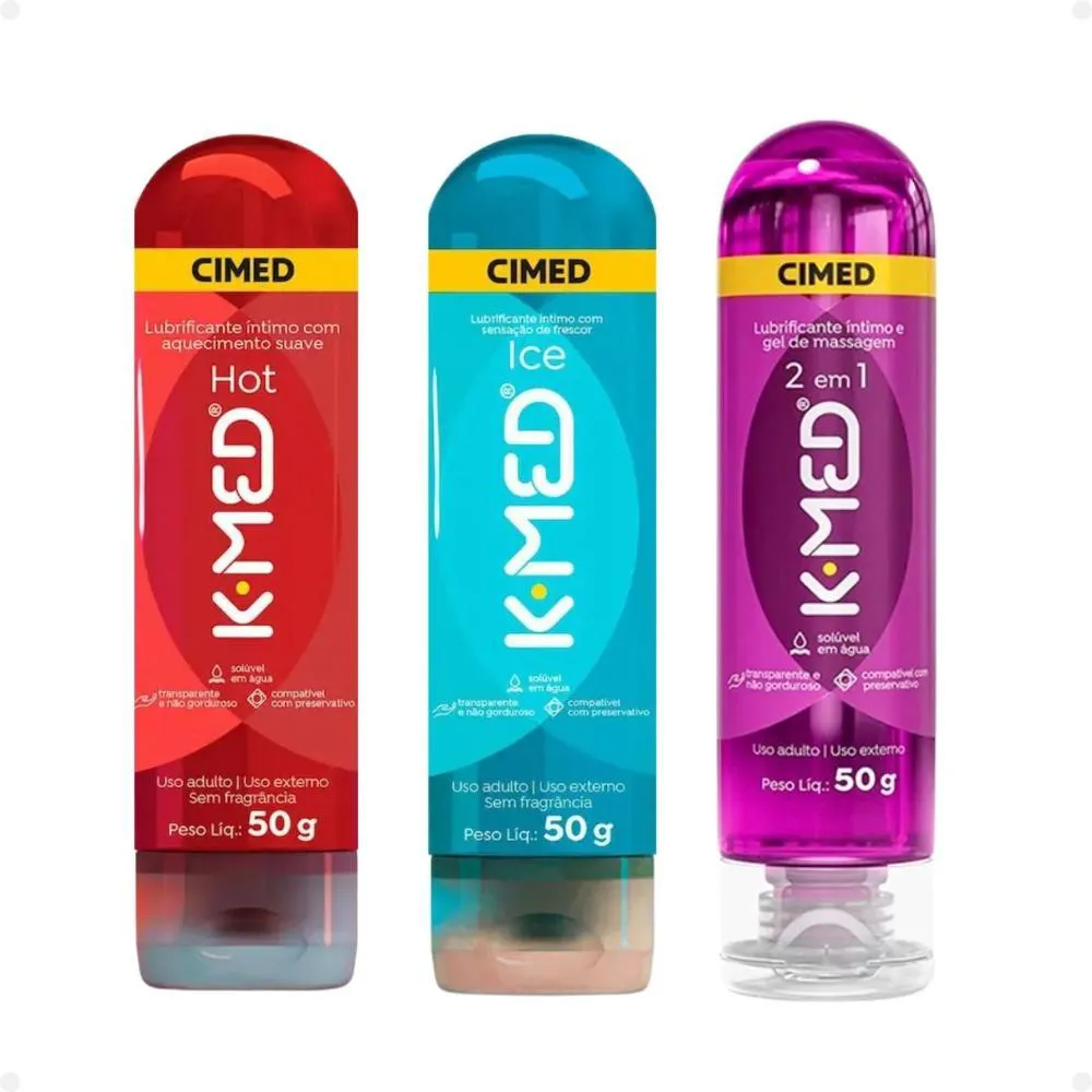 Kit Cimed K-med Lubrificantes Íntimo Trio: Hot, Ice e 2 em 1 50g